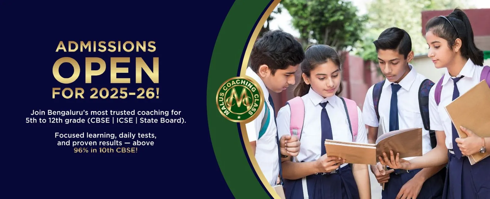 Admissions Open 2025-26 for CBSE, ICSE, State Board coaching in Bengaluru - Students reading together