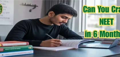 Focused student preparing to crack NEET in 6 months with books, timetable, and study plan